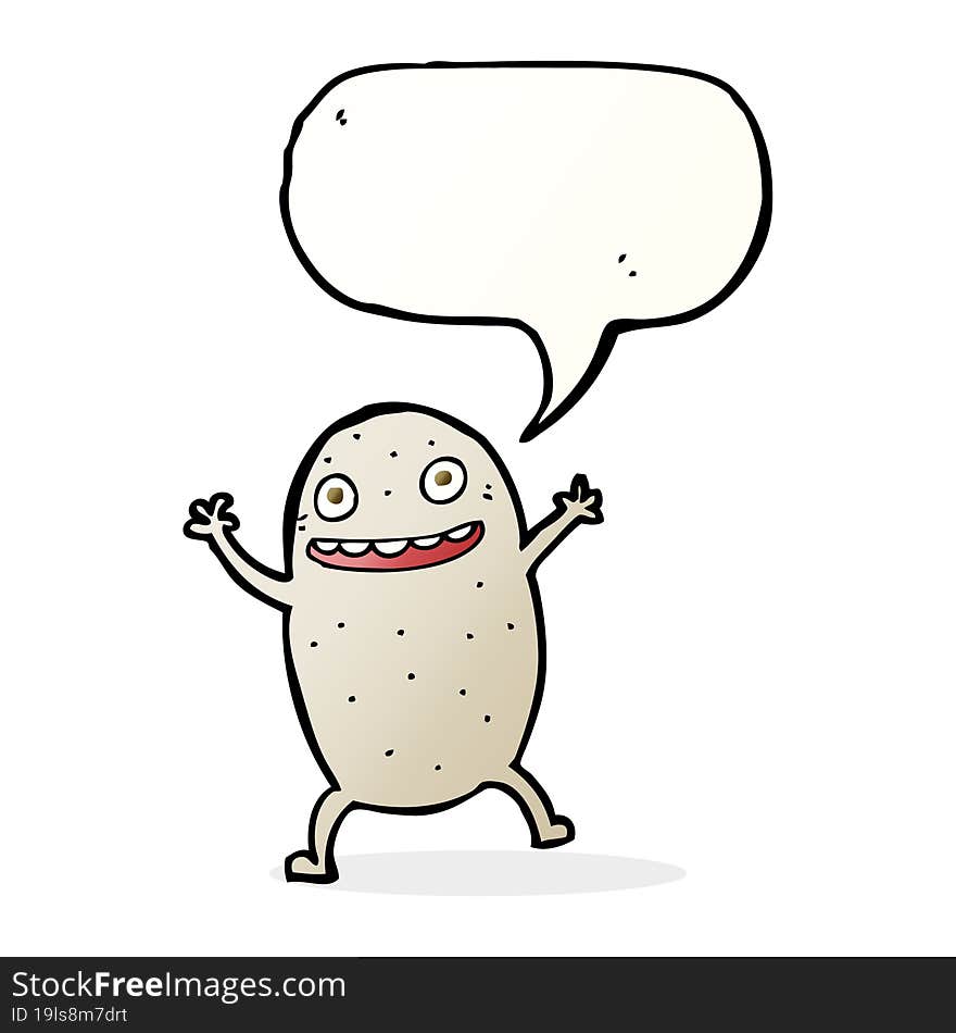 Cartoon Happy Potato With Speech Bubble