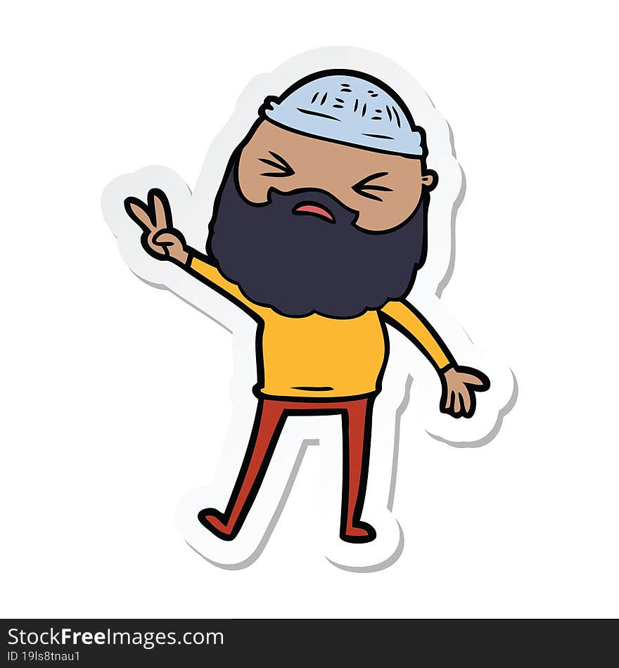 sticker of a cartoon man with beard