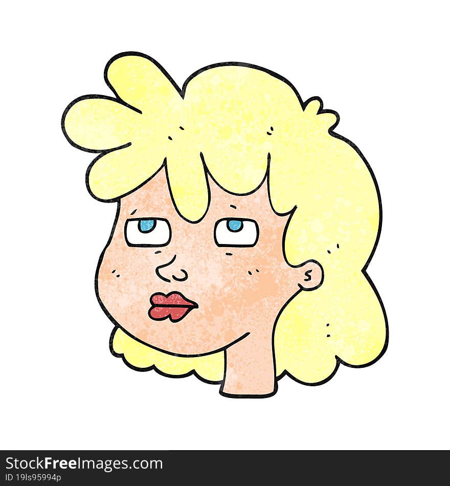 freehand textured cartoon female face