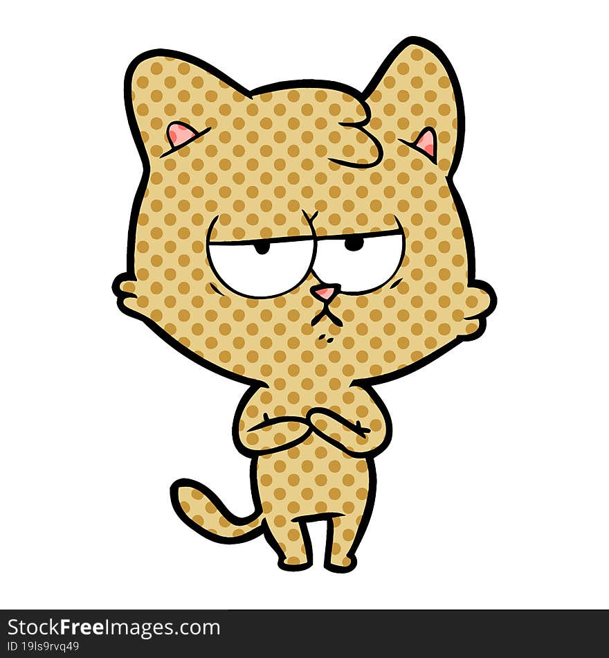 bored cartoon cat. bored cartoon cat