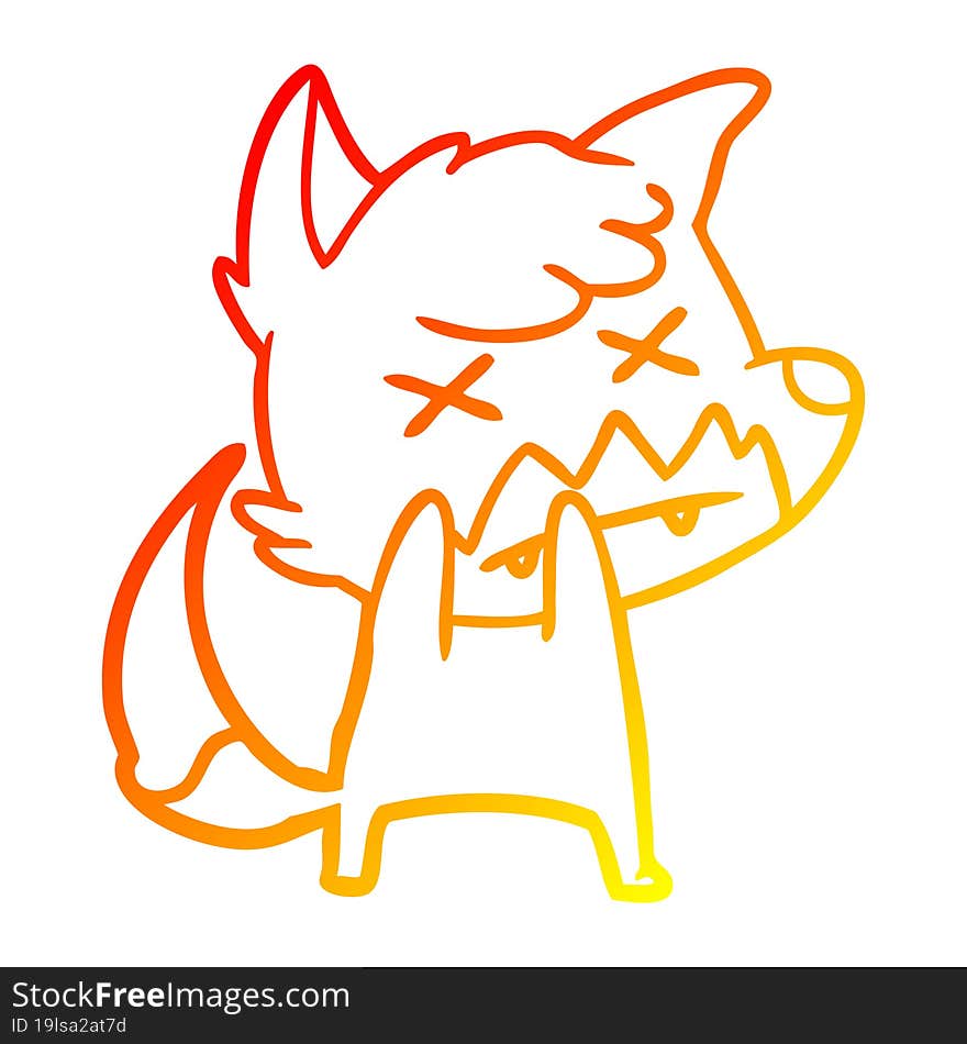 warm gradient line drawing cartoon dead fox