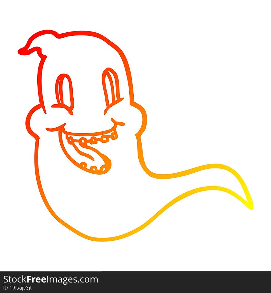 warm gradient line drawing spooky ghost