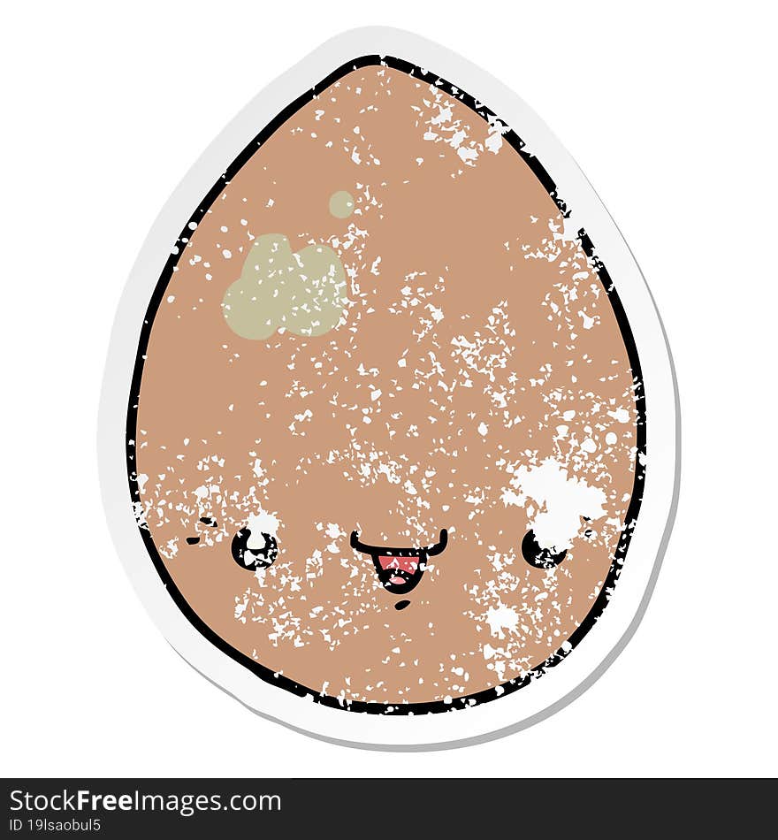 Distressed Sticker Of A Cartoon Egg