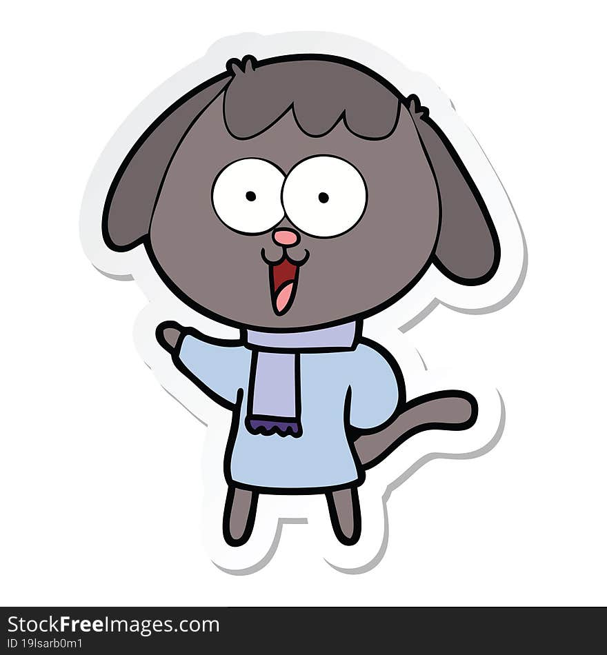 Sticker Of A Cute Cartoon Dog