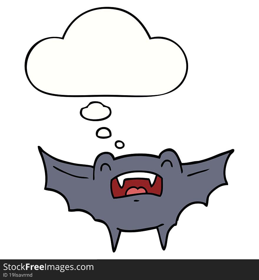 cartoon vampire bat and thought bubble