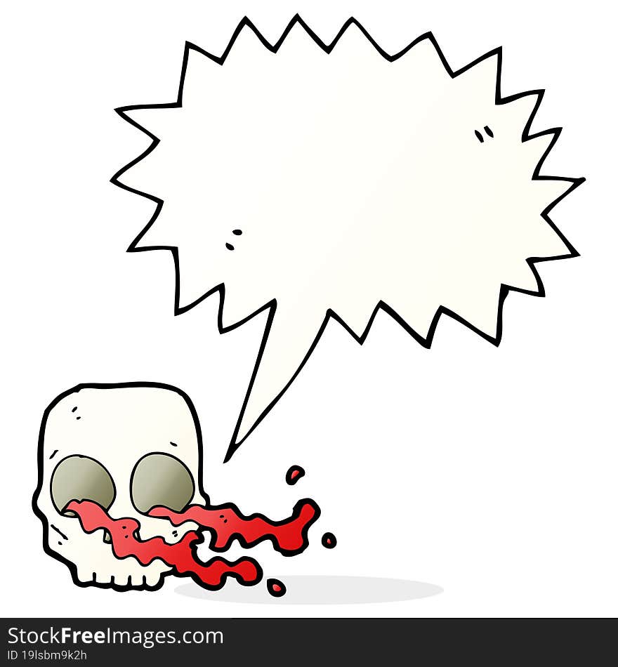 Cartoon Gross Skull With Speech Bubble