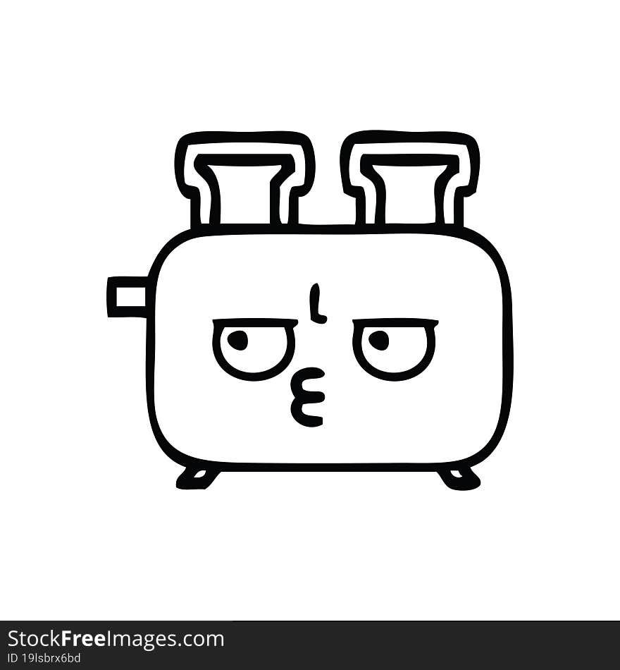 line drawing cartoon of a toaster