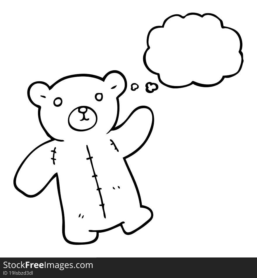 freehand drawn thought bubble cartoon teddy bear