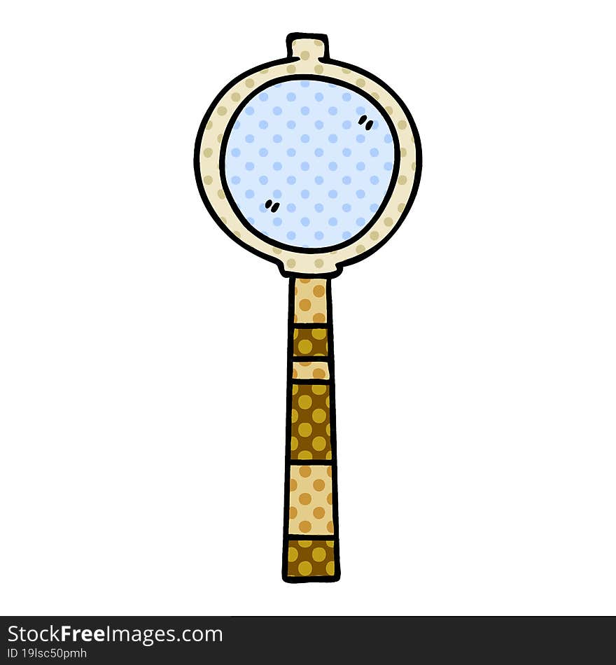 Quirky Comic Book Style Cartoon Magnifying Glass