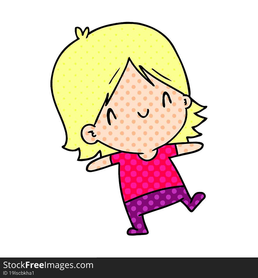 cartoon illustration of a cute kawaii girl. cartoon illustration of a cute kawaii girl