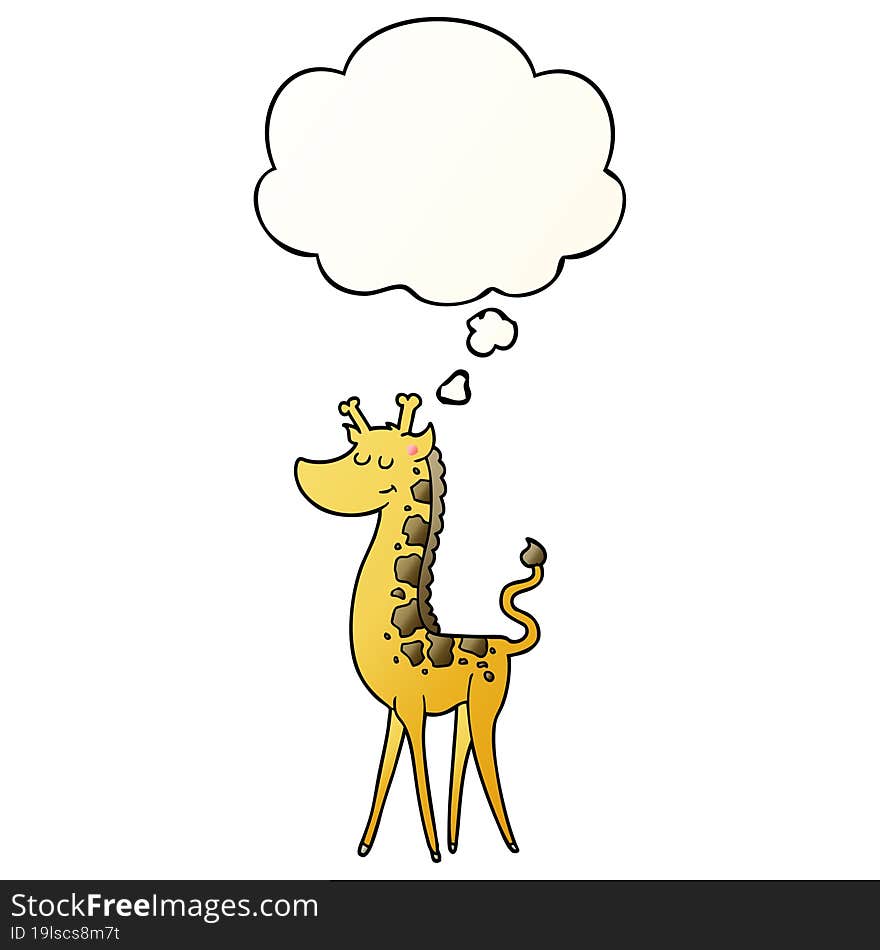 cartoon giraffe with thought bubble in smooth gradient style