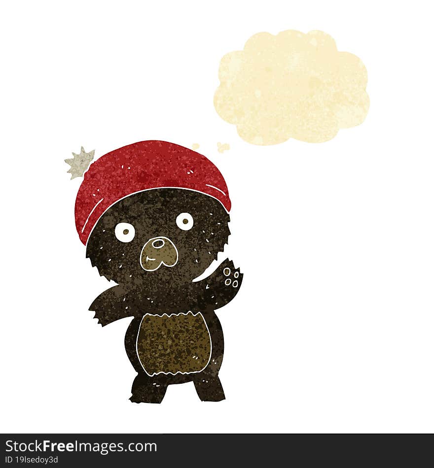 Cute Cartoon Black Bear With Thought Bubble