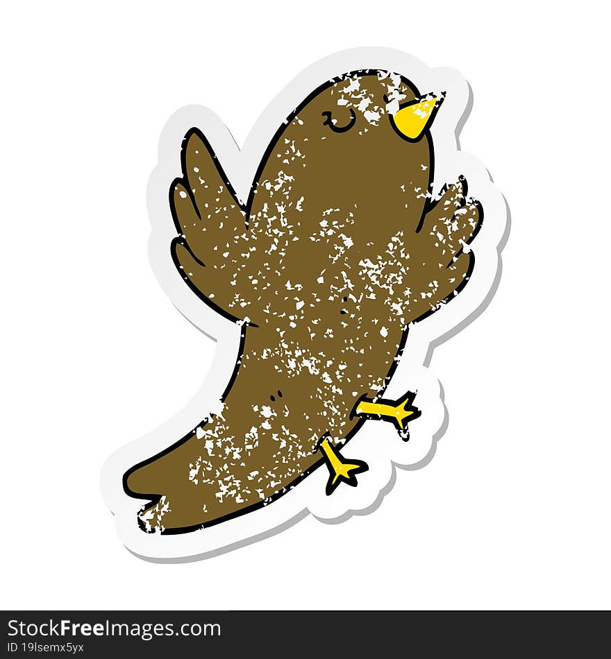 distressed sticker of a cartoon bird