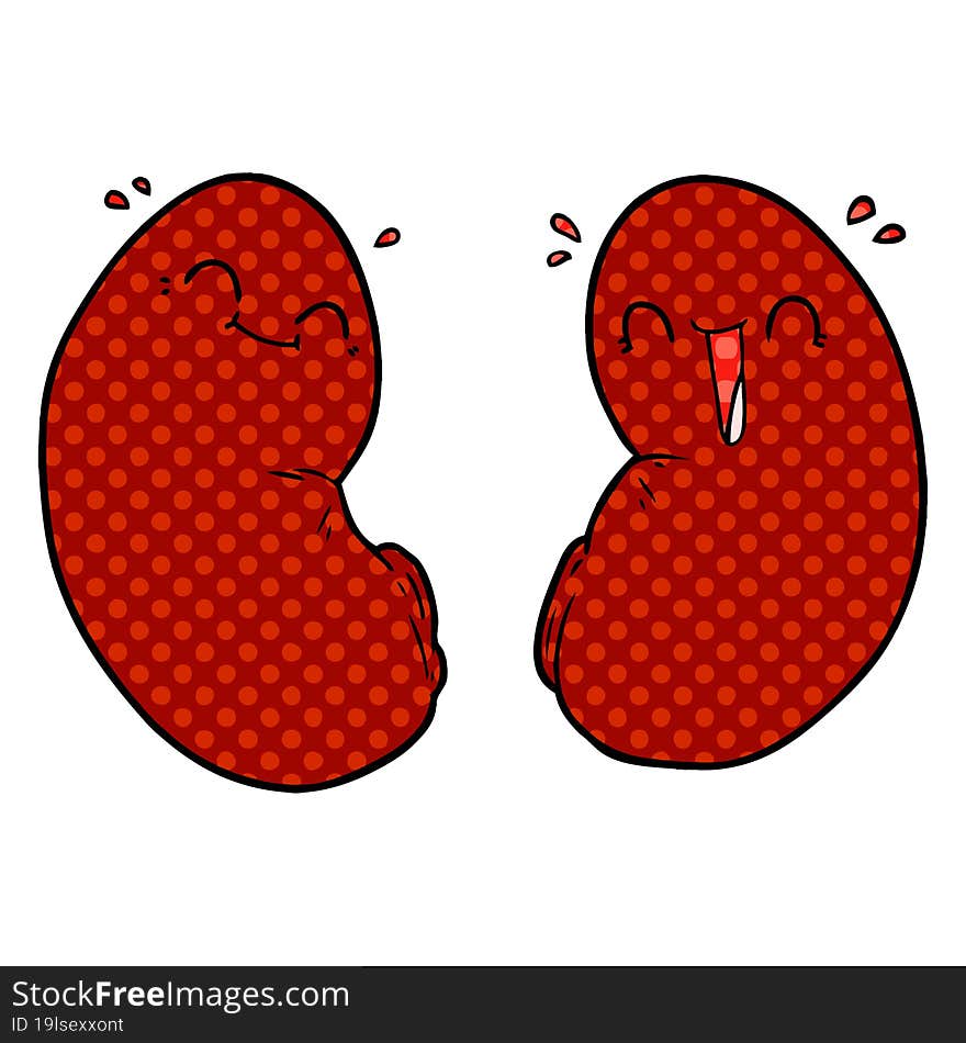 cartoon happy kidneys. cartoon happy kidneys