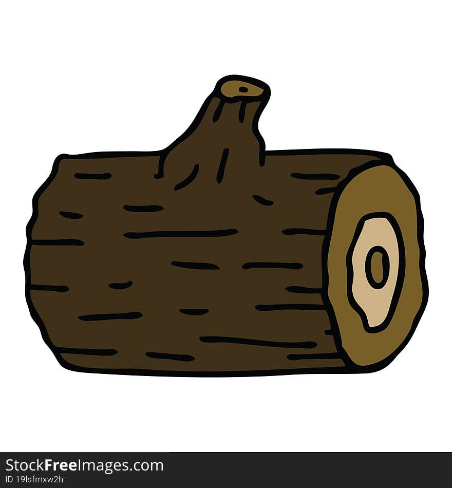 quirky hand drawn cartoon wooden log