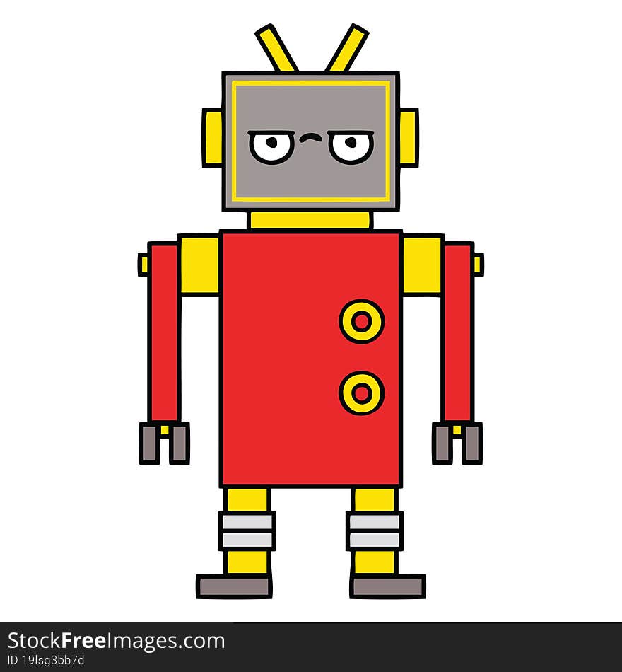 Cute Cartoon Annoyed Robot