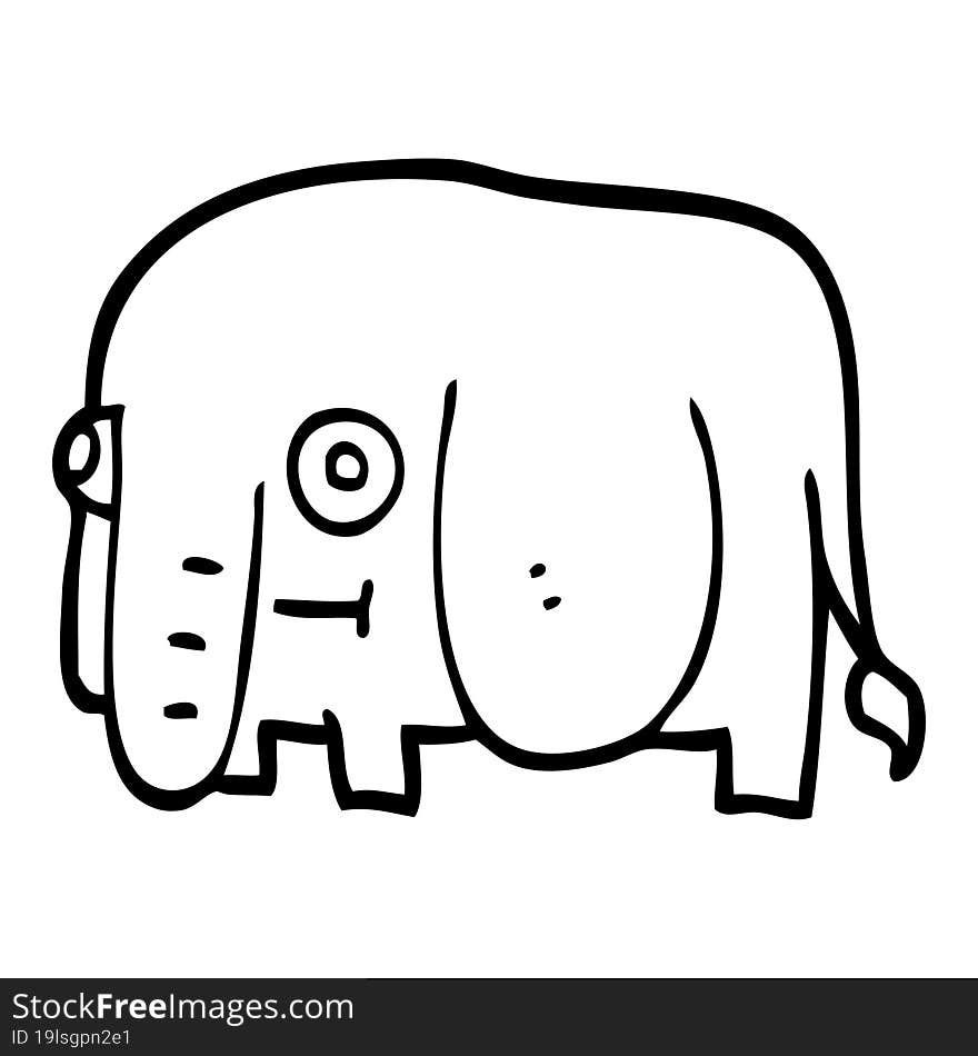 Line Drawing Cartoon Elephant