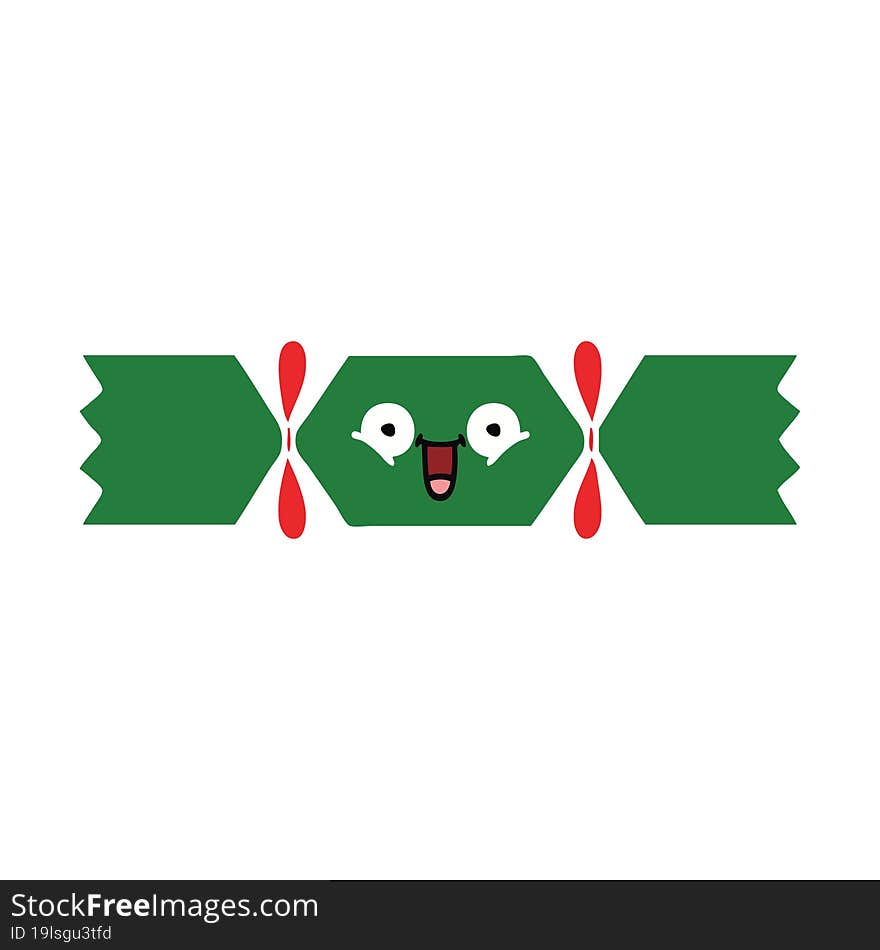 flat color retro cartoon of a christmas cracker