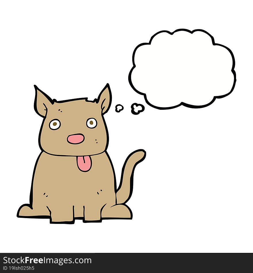 cartoon dog sticking out tongue with thought bubble