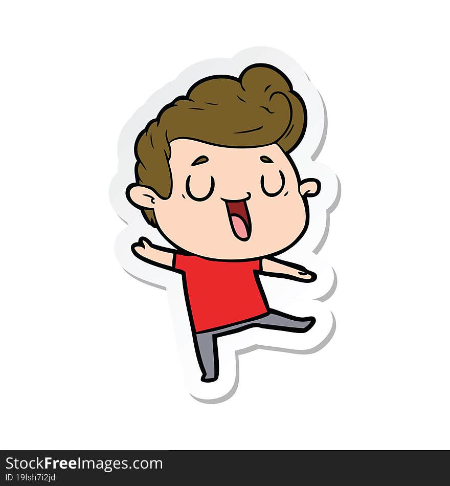 sticker of a happy cartoon man