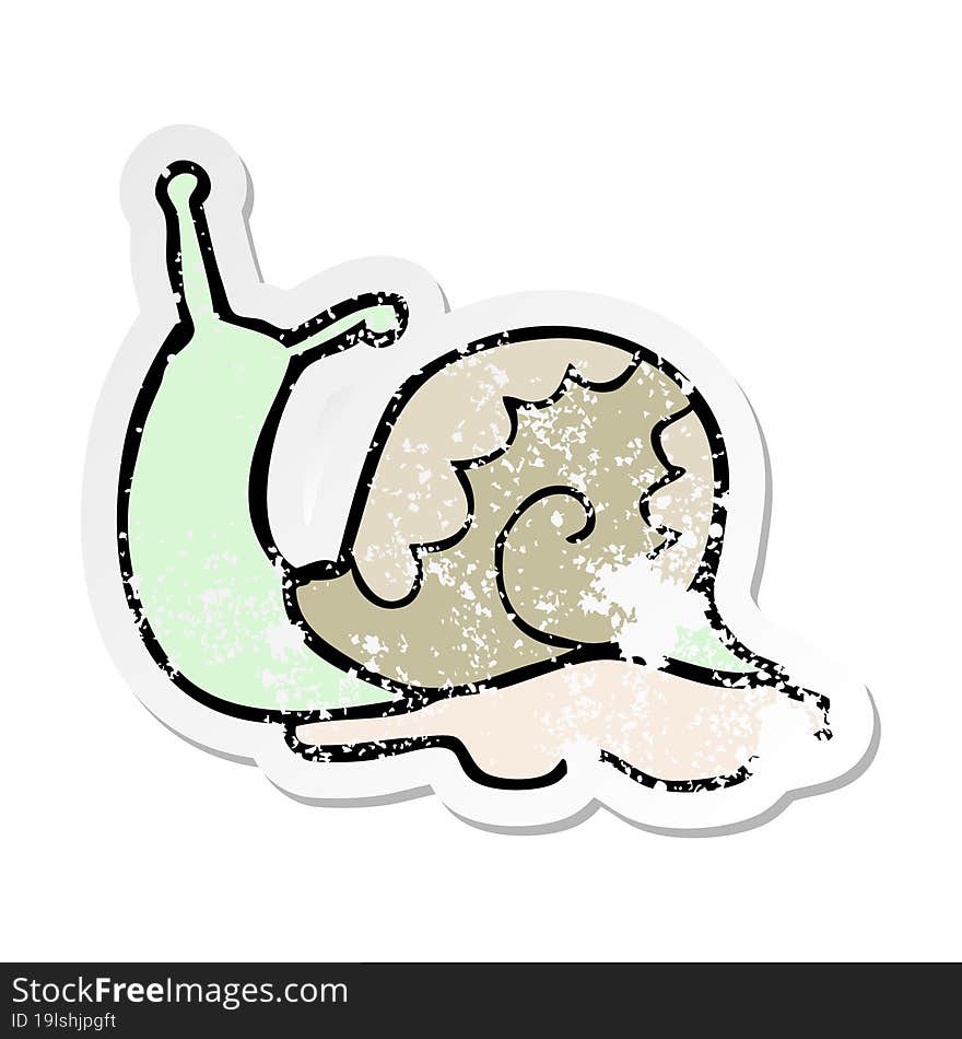 distressed sticker of a cartoon snail