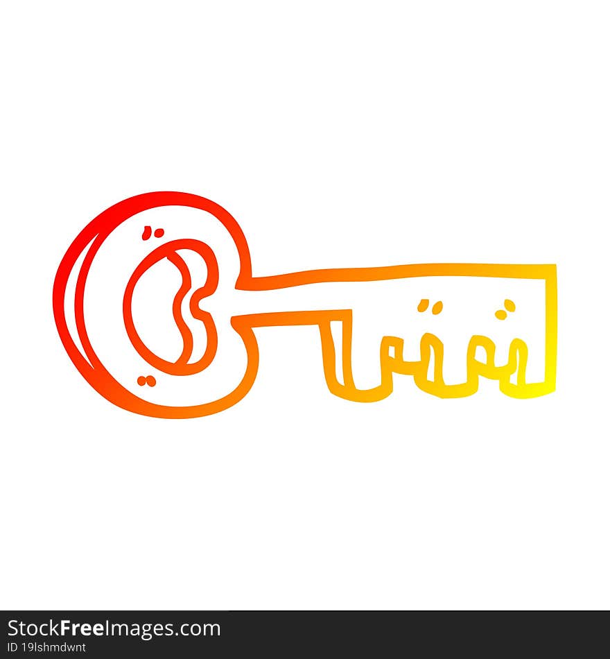 warm gradient line drawing cartoon gold key