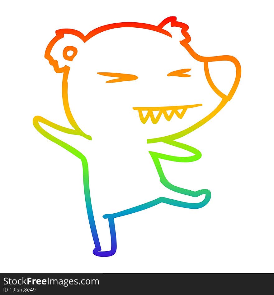 rainbow gradient line drawing of a dancing polar bear cartoon