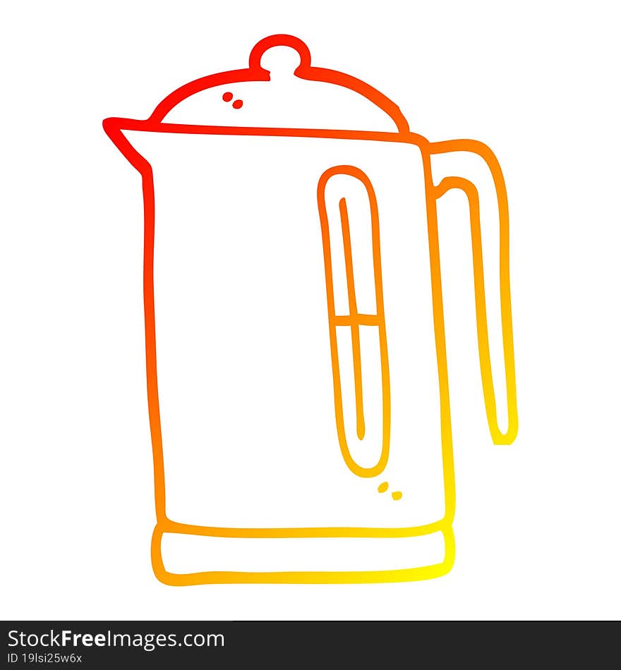 warm gradient line drawing cartoon kettle