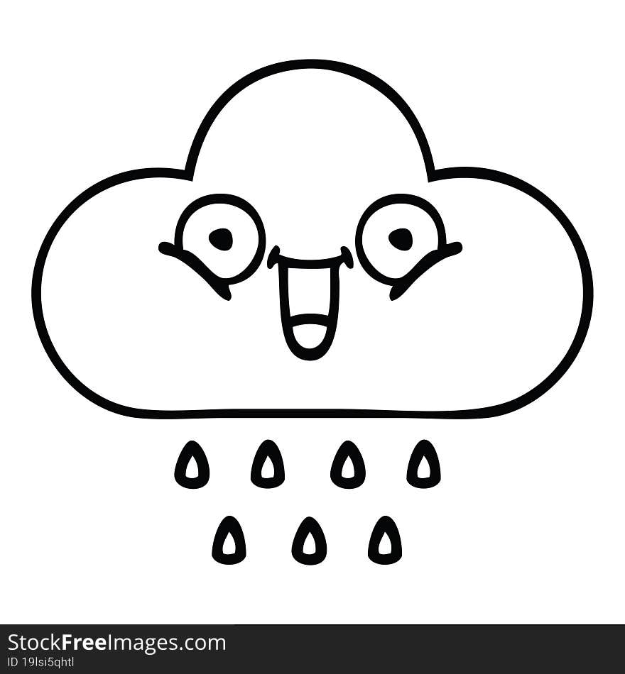 line drawing cartoon storm rain cloud