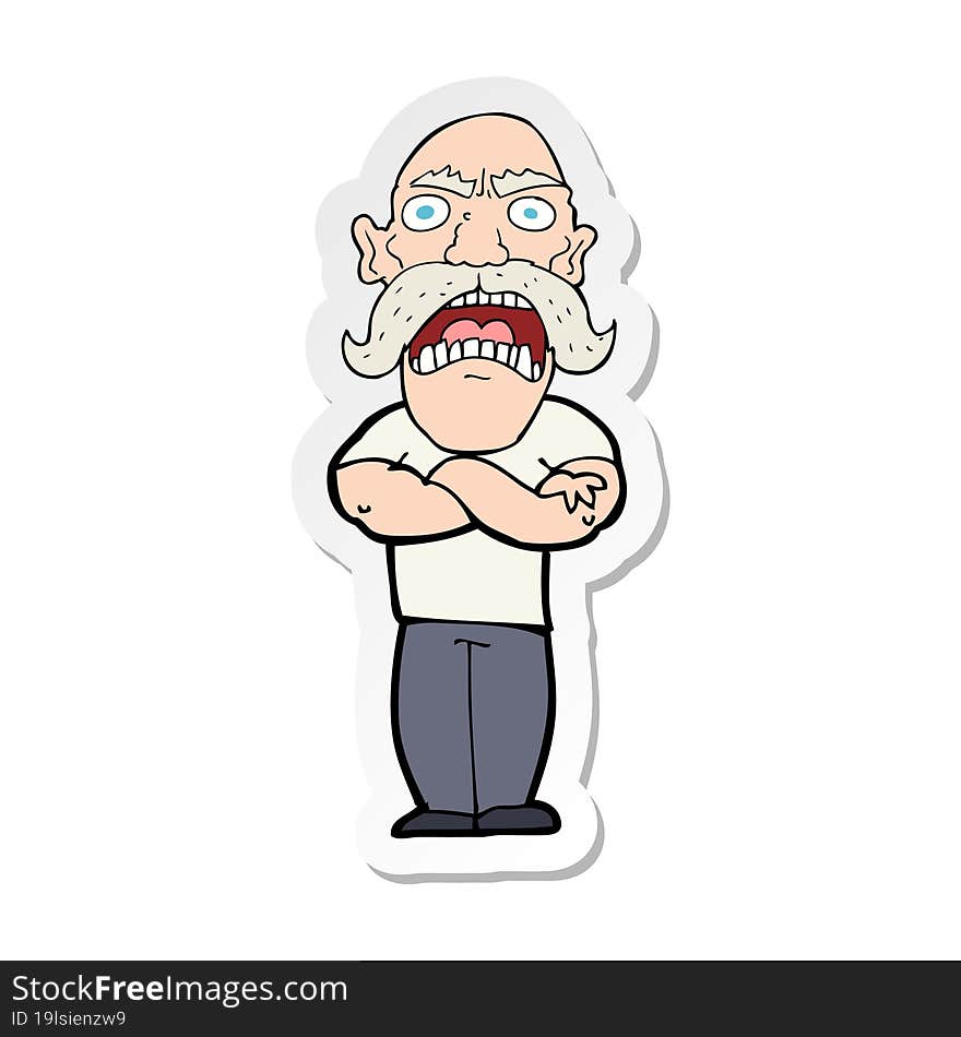 sticker of a cartoon angry man