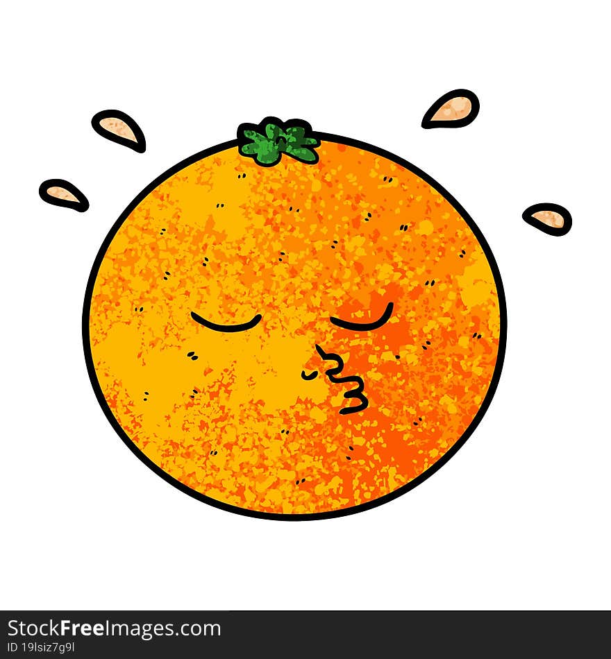 cartoon orange with face. cartoon orange with face