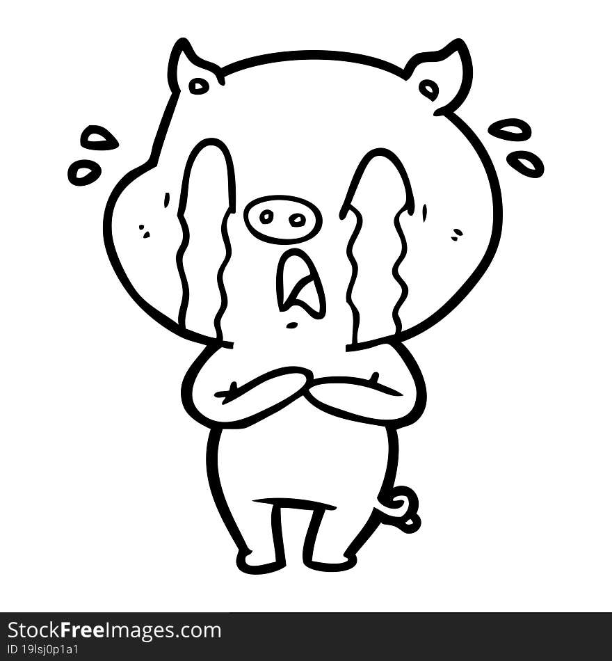 crying pig cartoon. crying pig cartoon