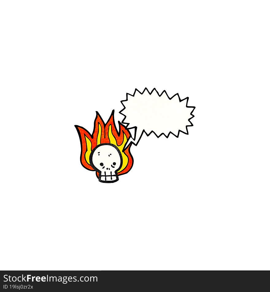 cartoon flaming skull