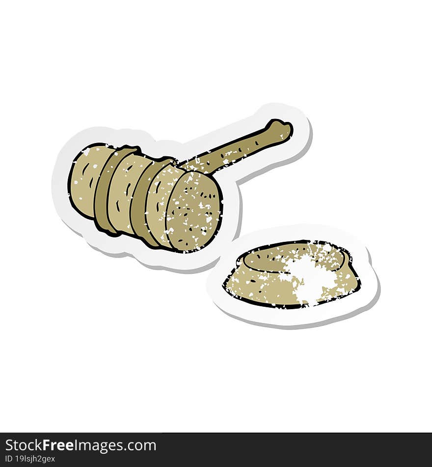 retro distressed sticker of a cartoon gavel