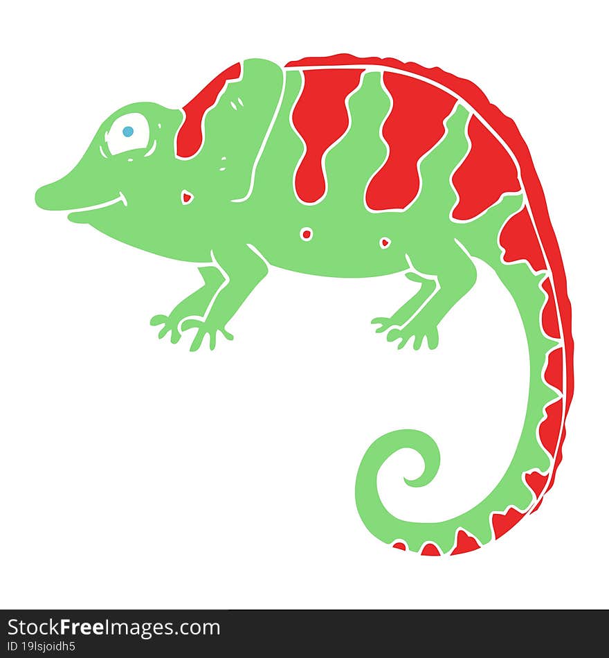 flat color illustration of a cartoon chameleon