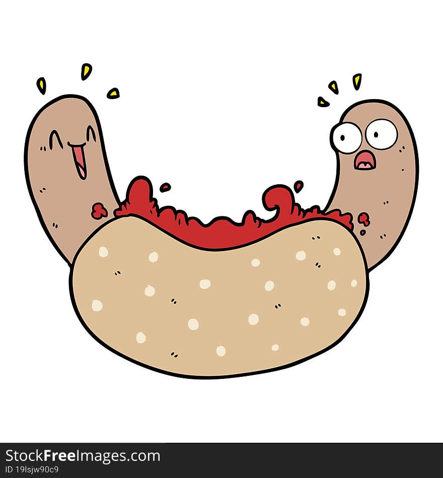 cartoon hotdog. cartoon hotdog