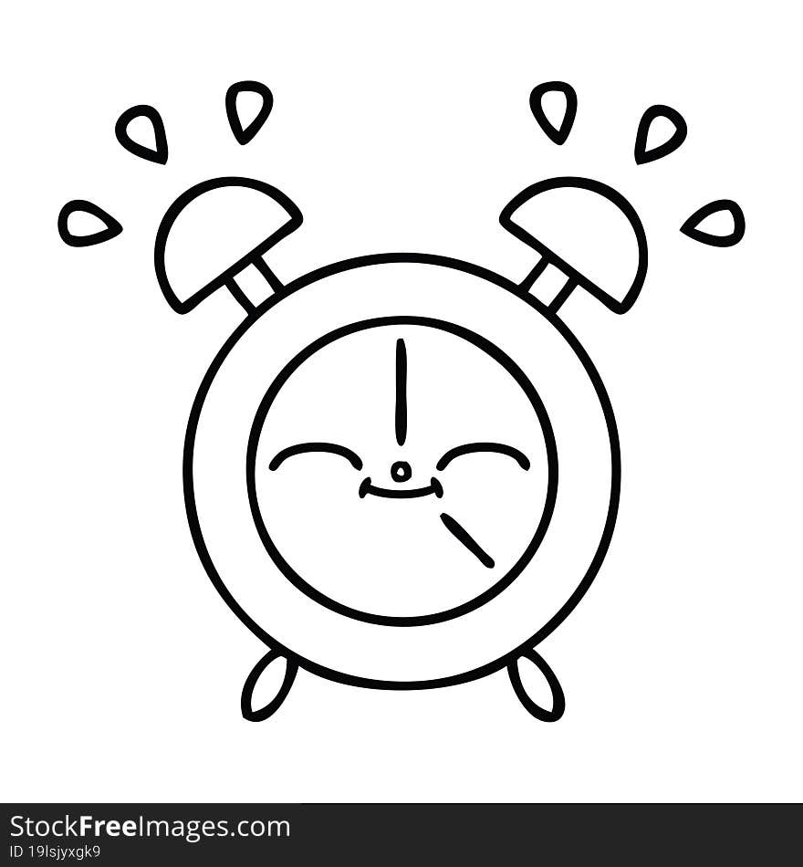 line drawing cartoon alarm clock