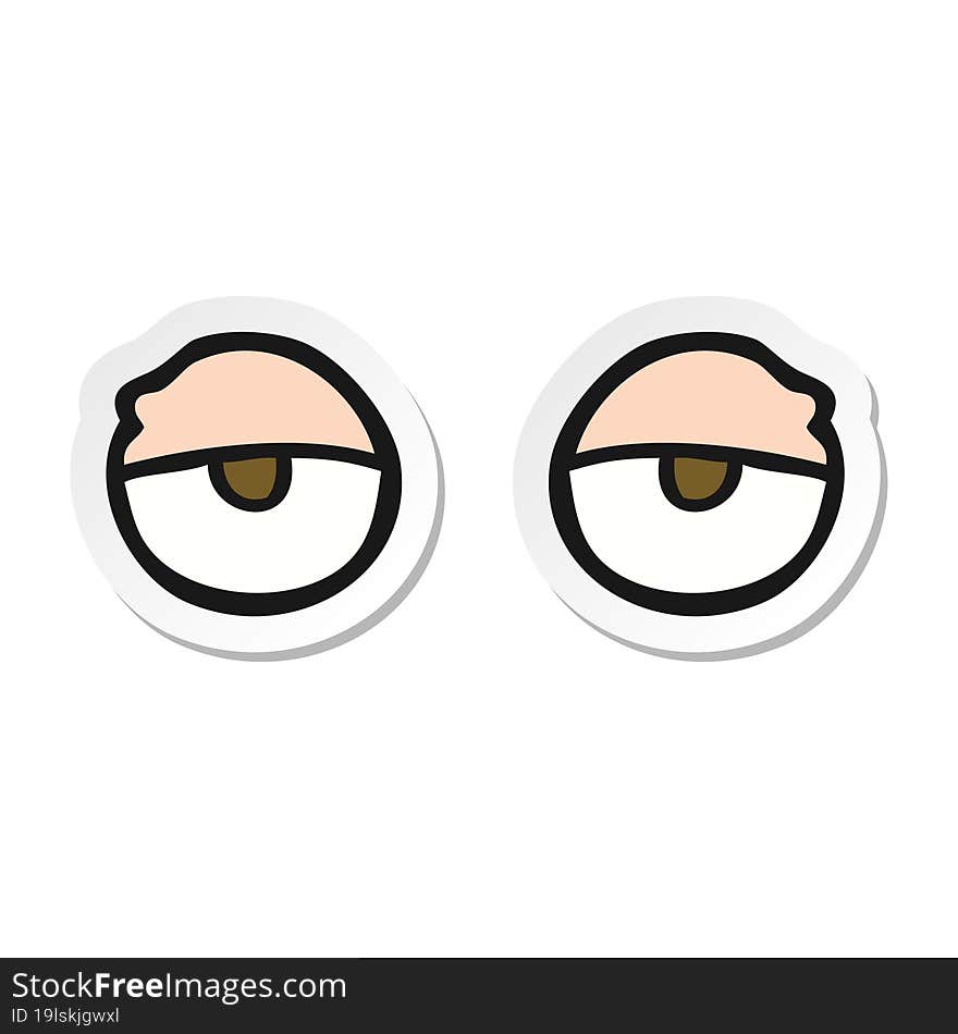 sticker of a cartoon tired eyes