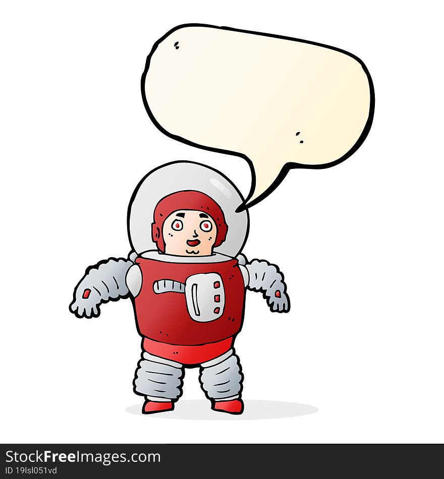 cartoon space man with speech bubble