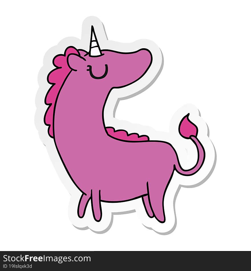 sticker cartoon of cute kawaii unicorn