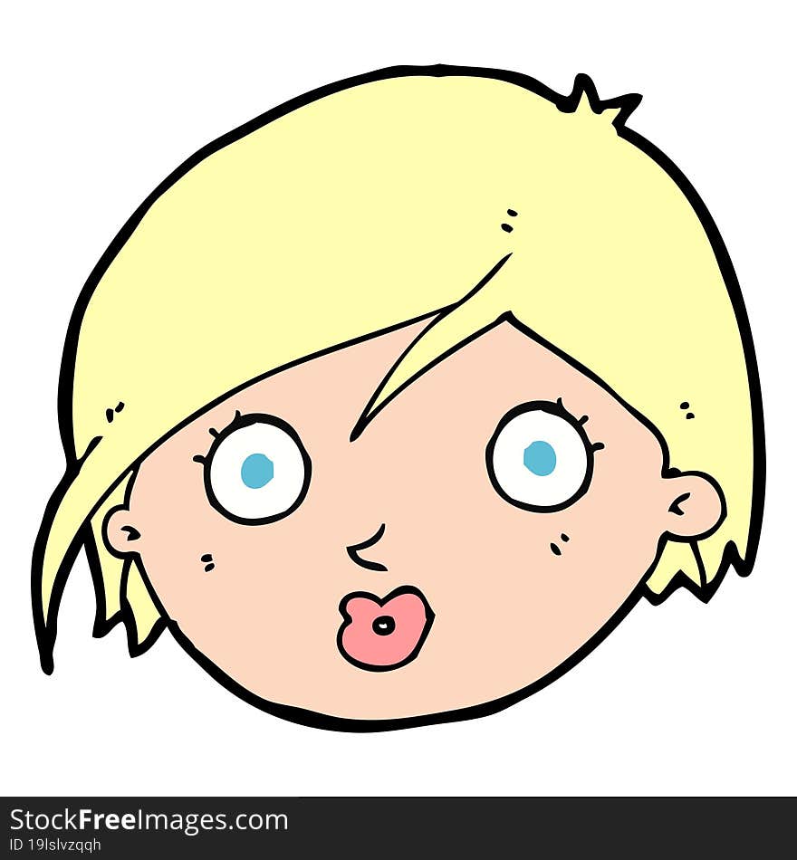 cartoon surprised female face