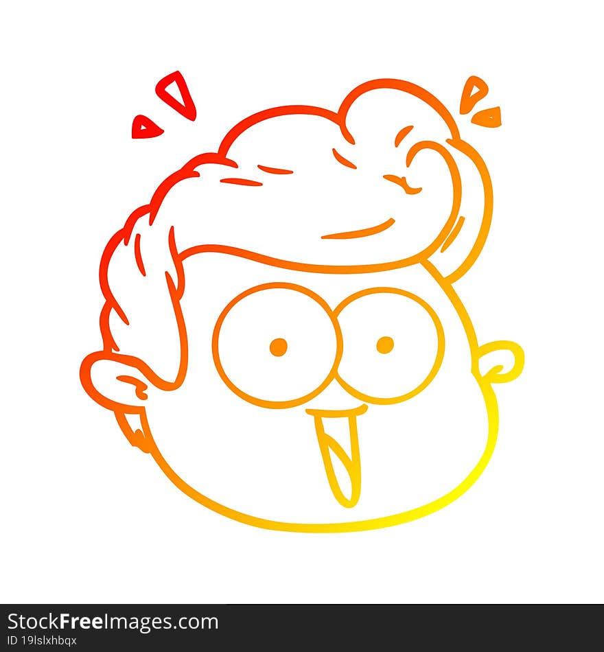 Warm Gradient Line Drawing Cartoon Male Face Surprised