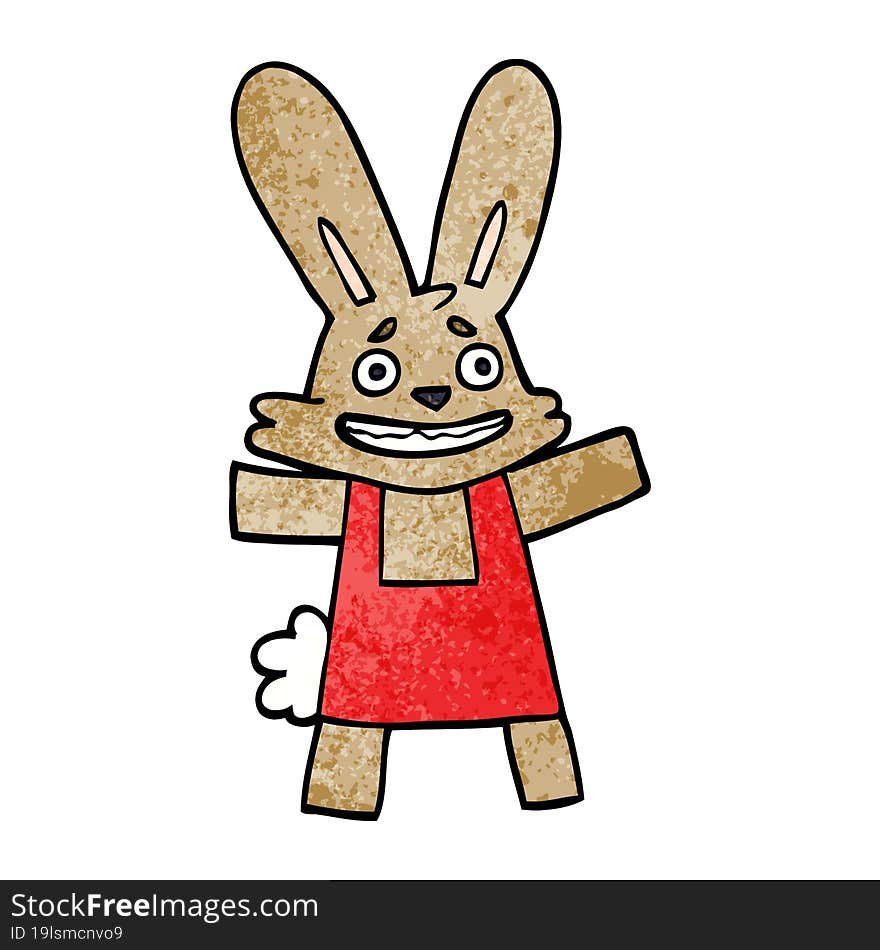 cartoon doodle scared looking rabbit