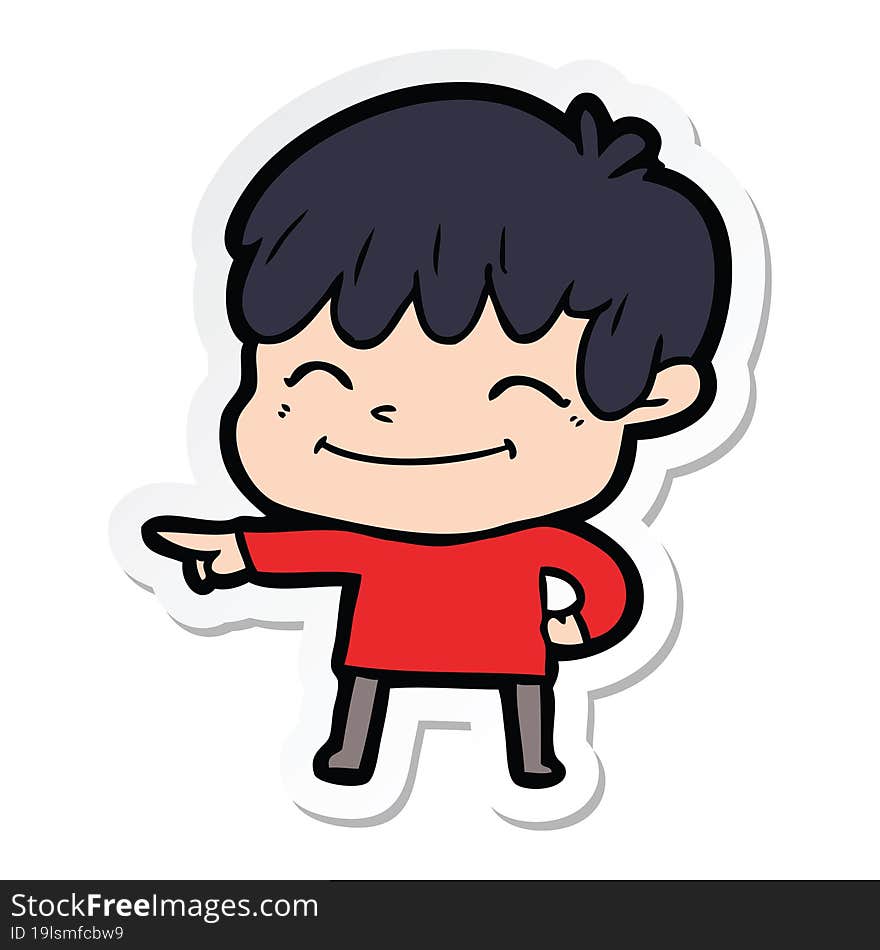 sticker of a cartoon happy boy