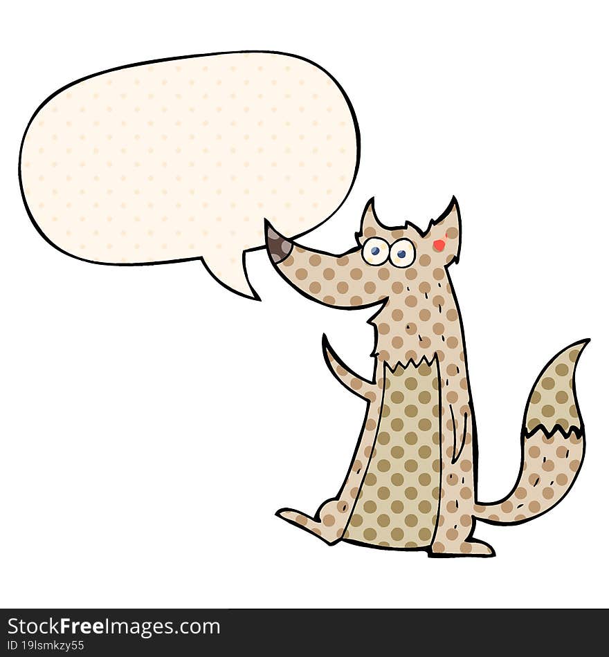 Cartoon Wolf And Speech Bubble In Comic Book Style