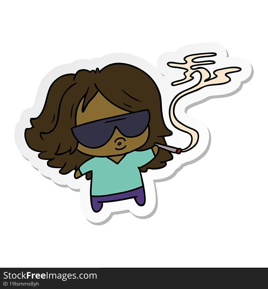 Sticker Cartoon Cute Kawaii Smoking A Joint