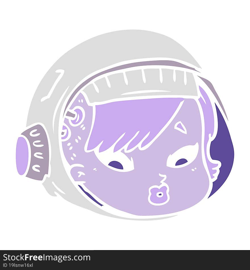 flat color style cartoon astronaut face