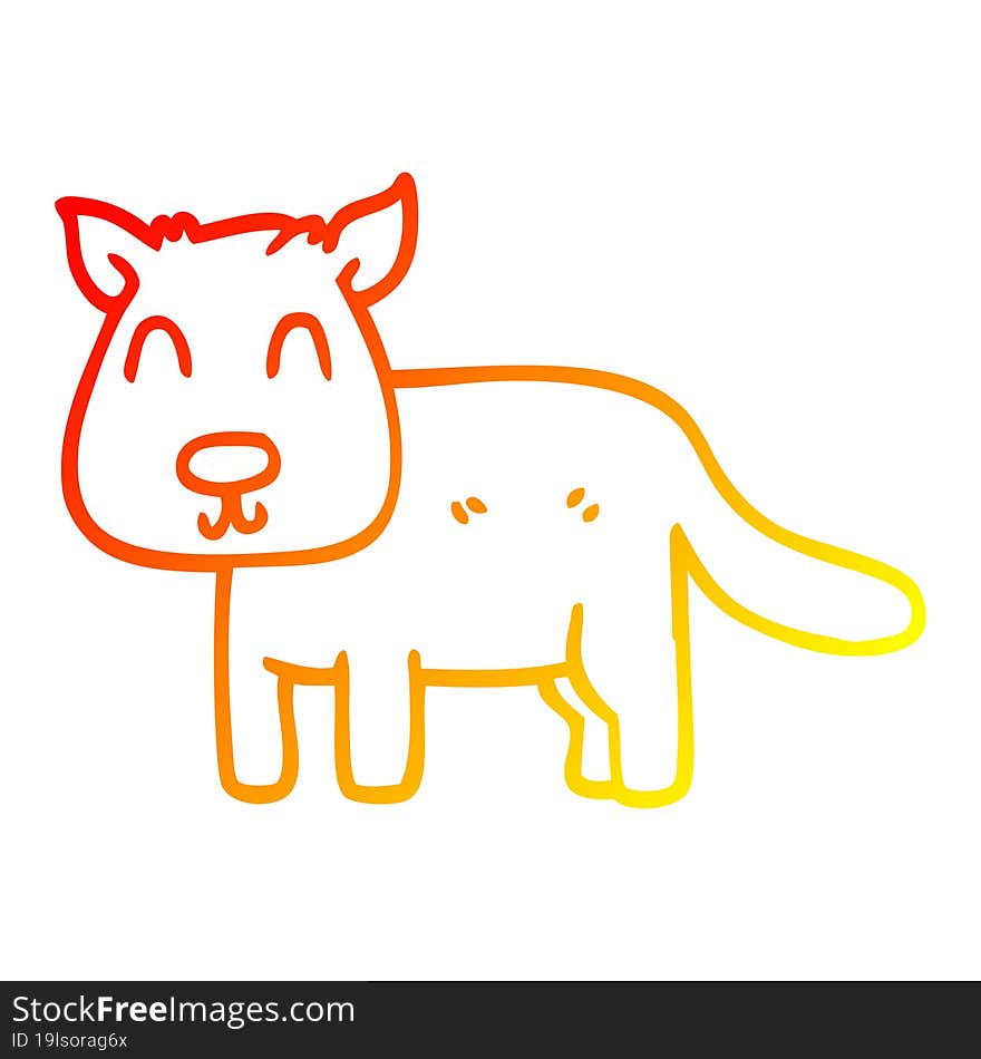 warm gradient line drawing cartoon calm dog