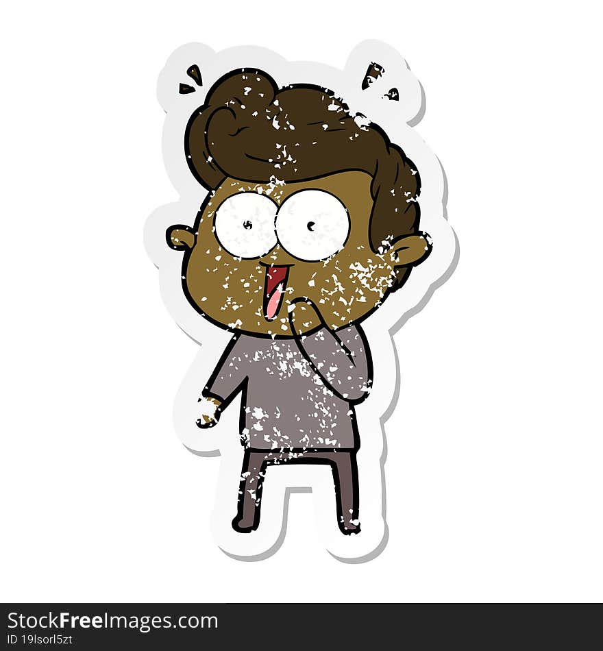 distressed sticker of a cartoon man