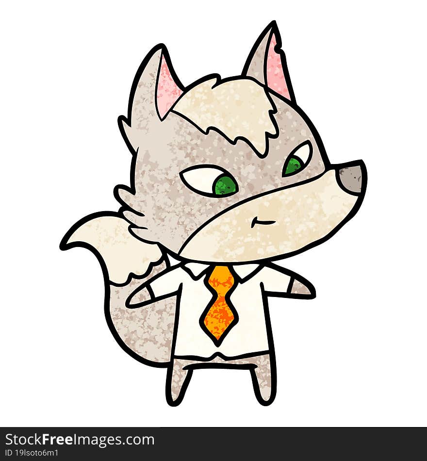 friendly cartoon wolf manager. friendly cartoon wolf manager